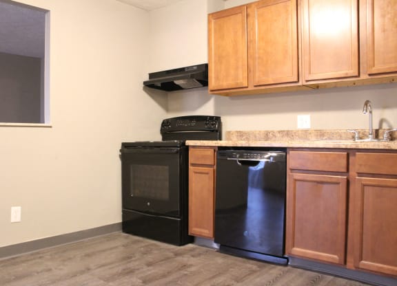Kitchen area with cabinets at Quail Meadow Apartments, Cincinnati, Ohio