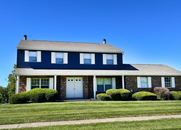 a house with a blue roof at The Villas at Kingswood, West Chester, OH