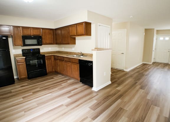 Wood Floor Living Room at The Residences at Liberty Crossing, Columbus