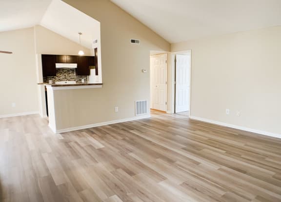 Wood Floor Living Room at The Vinings Apartments, Cincinnati, OH, 45245