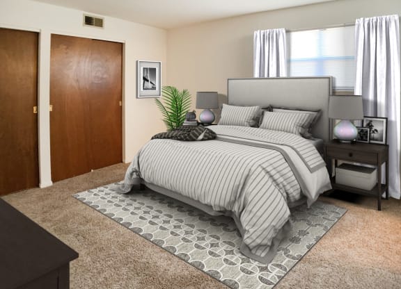 Master Bedroom at Four Worlds Apartments, Cincinnati, Ohio