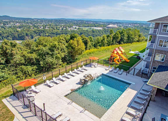 Outdoor swimming pool at Heights at Black Bear Apartments, Morgantown, WV
