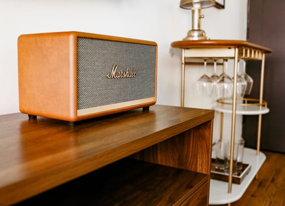 marshall record player speaker at The James Hollywood, Los Angeles, CA 90028