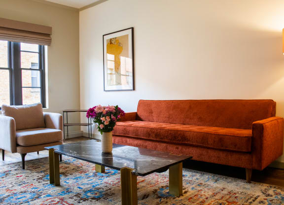 Decorated Living Room With Natural Light at The James Hollywood, Los Angeles, CA 90028