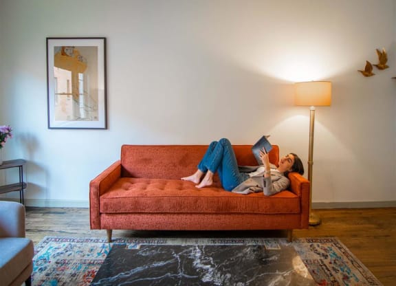 Soft and Refreshing Living Room at The James Hollywood, Los Angeles, CA 90028