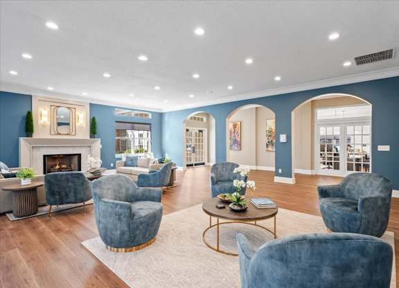 Clubroom With Fireplace at The Claremont Apartment Homes, Overland Park, 66210