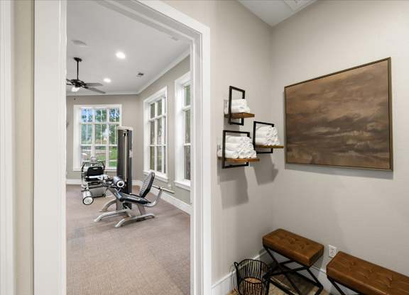 24-hour fitness center at Stonepost Lakeside Apartment Homes, Olathe