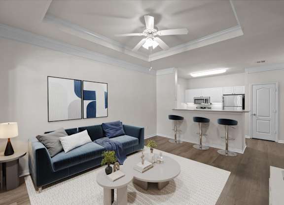 Living room area at Wynnewood Farms Apartments, Overland Park, KS