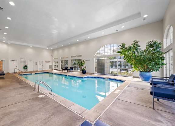A large indoor swimming pool at The Claremont Apartment Homes, Overland Park, KS 66210