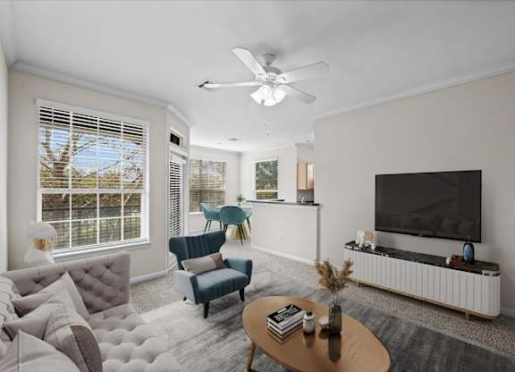 Living Room With TV at Crowne Chase Apartment Homes, Overland Park, KS, 66210