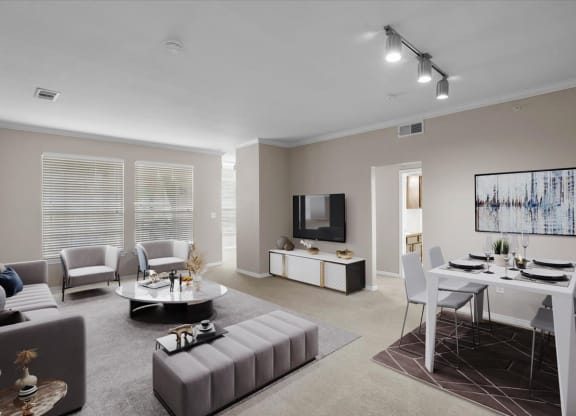 Living room at The Clairborne Apartment Homes, Grand Prairie, TX