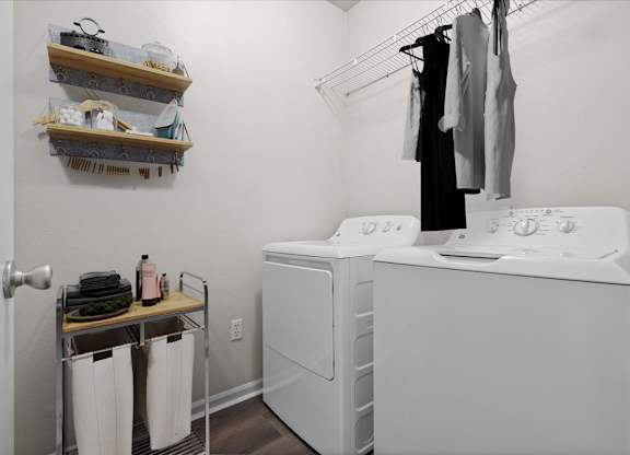 Laundry room with washer and dryer at Wynnewood Farms Apartments, KS, 66209