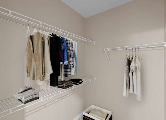 a walk in closet at The Dorset, Kansas City, MO