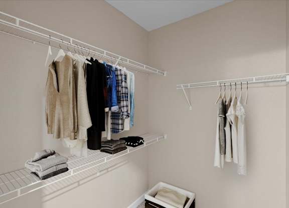 a walk in closet at The Dorset, Kansas City, MO