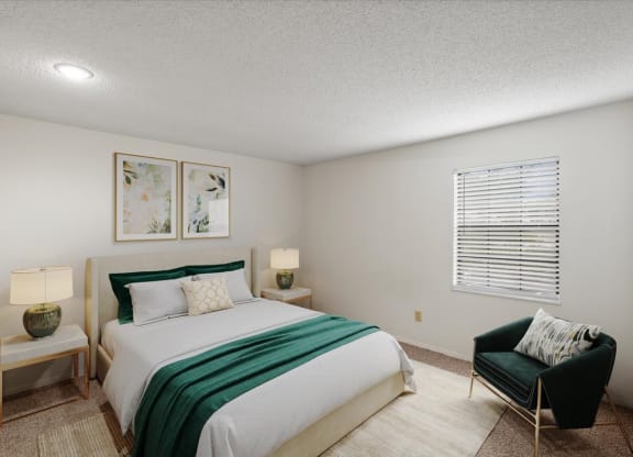 A primary bedroom with a window.