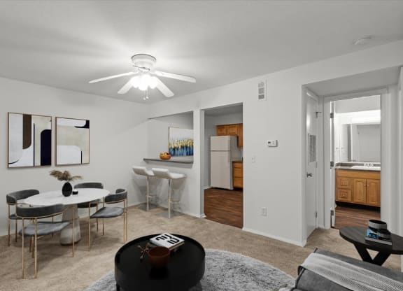 our apartments offer a living room and dining room with a kitchenat Millcreek Woods Apartments, Olathe, KS