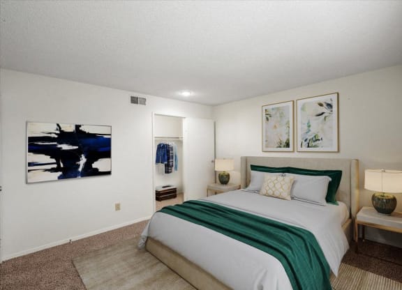 A primary bedroom with a large walk-in closet.