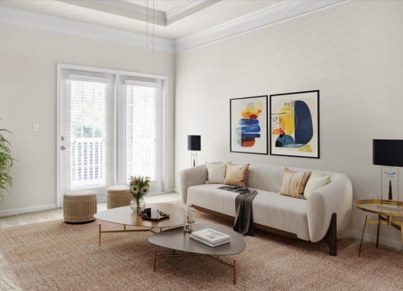 a living room with a couch and a coffee table