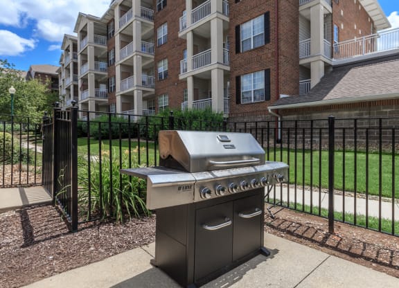 An outdoor grill at the Claremont Apartments in Overland Park, Kansas.