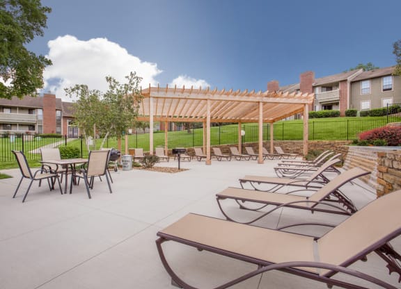 Patio at Coventry Oaks Apartments, Overland Park, KS, 66214