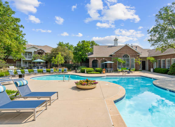 take a dip in the resort style pool at villas at houston levee west apartments at Creekside, Overland Park, KS, 66213
