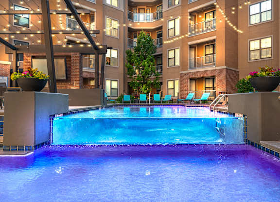 A swimming pool in a residential building.