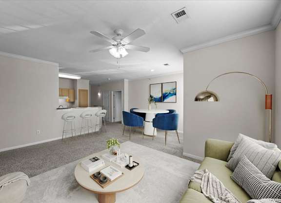 Living Room With Kitchen at Crowne Chase Apartment Homes, Overland Park, KS