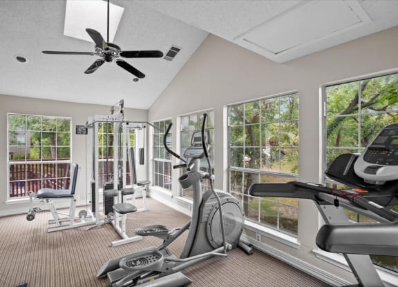 the gym at 1861 muleshoe road in dallas at Creekview Apartment Homes, Texas