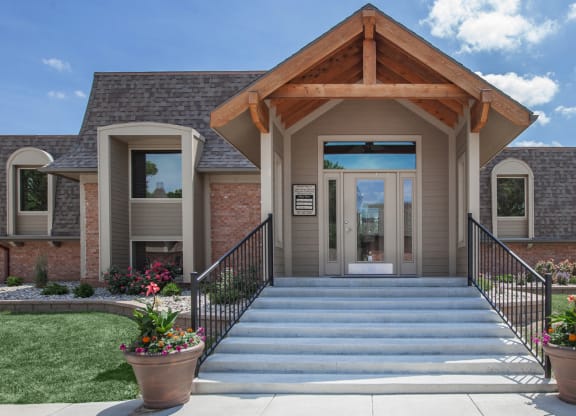 Clubhouse Exterior at Louisburg Square Apartments & Townhomes, Kansas
