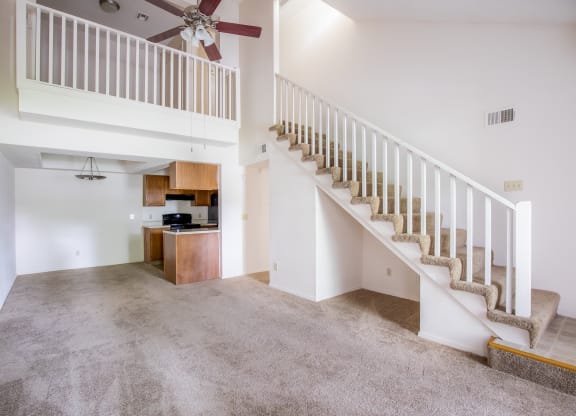 Living Area Staircase at Waterford Place Apartments & Townhomes, Overland Park, KS
