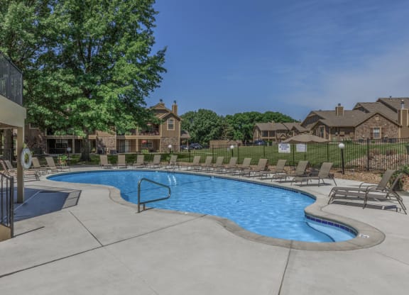 Pool With Sunning Deck at Waterford Place Apartments & Townhomes, Kansas
