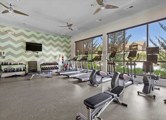 fitness center at Stonepost Crossing Apartments, Overland Park