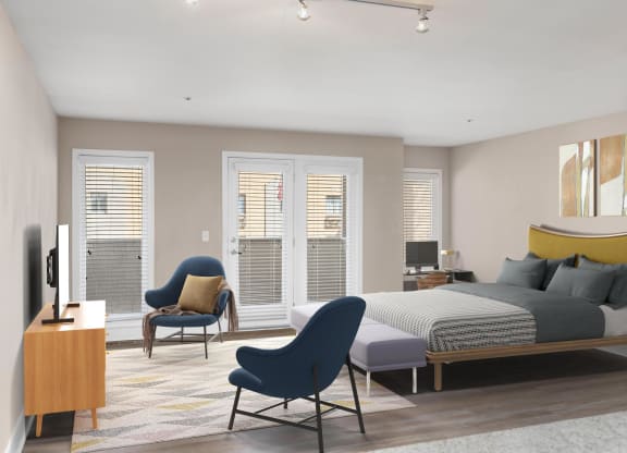 Bedroom at Cambria Luxury Apartments, Kansas City, Missouri