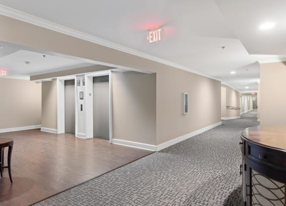 Elevator Access and Interior Hallways at Cambria Apartments, Kansas City, Missouri