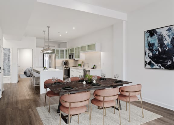 Two bedroom Dining Room and Kitchen at Sky on Main in Kansas City