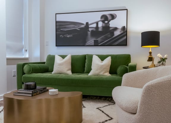 living room in b1 floorplan at Sky on Main in Missouri, 64105