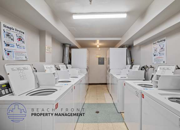 A laundromat with the words