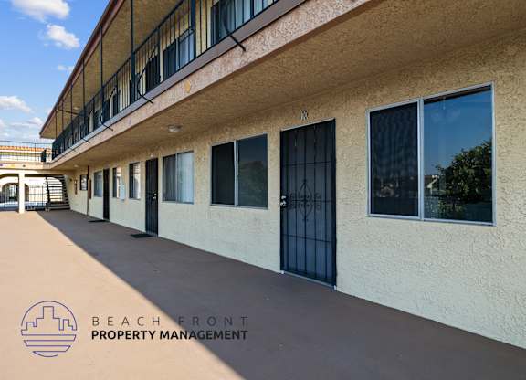 the entrance to the beach front property management building