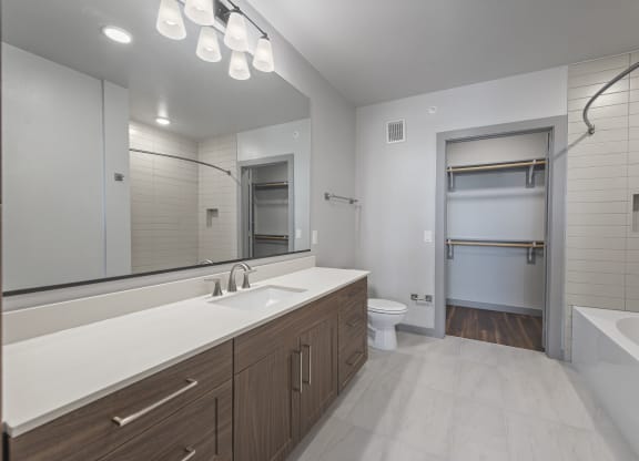 a bathroom with a sink and a toilet and a shower