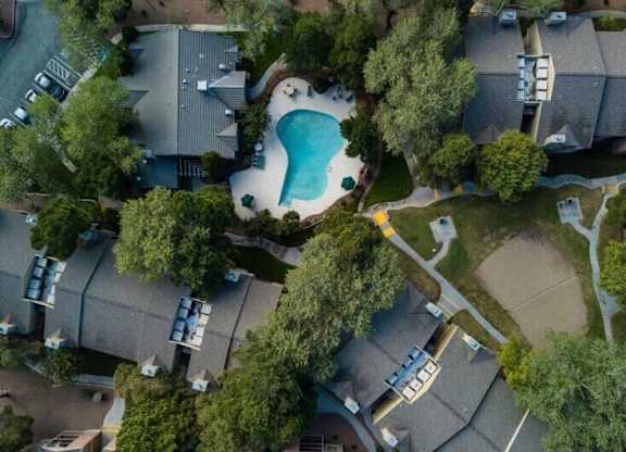 Spring park overhead view