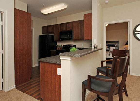Model apartment ktichen with furnishings