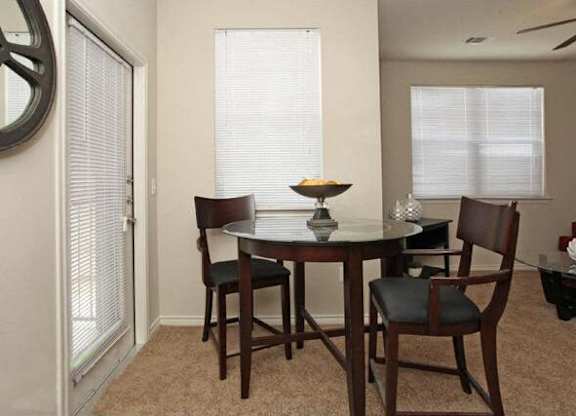 model apartment dining area with furnishings