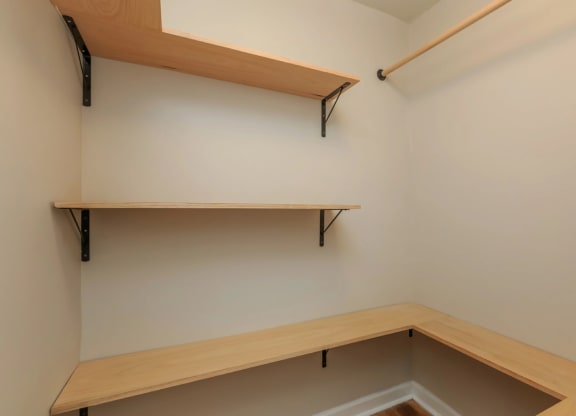 a walk in closet in a 555 waverly unit