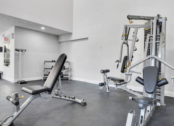 the gym at the flats at big tex apartments