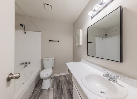 this is a photo of the bathroom of a 560 square foot, 1 bedroom apartment at as