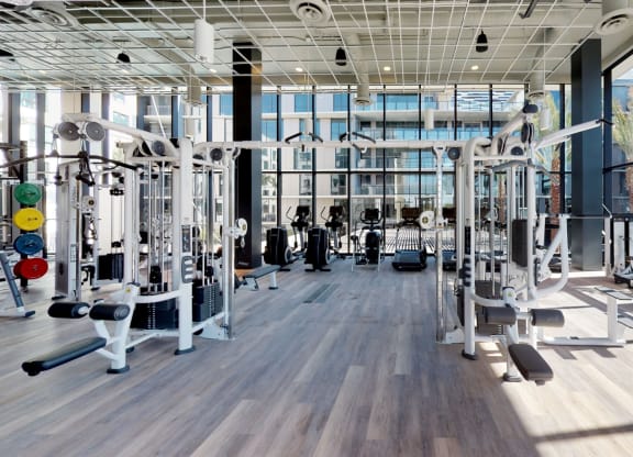 weight lifting equipment in our fitness room