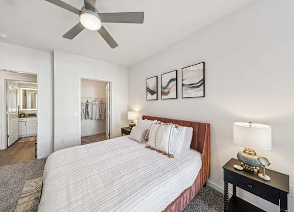 Bedroom With Ceiling Fan at Fora Apartments, Nevada, 89183