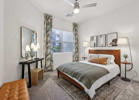 Bedroom with Nightlamp at Coya Apartments, Las Vegas