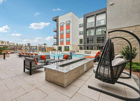 A Patio Overlooking a Pool at Coya Apartments, Nevada, 89102