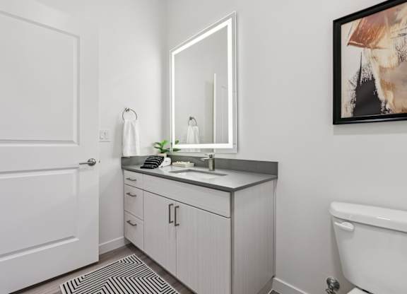 Bathroom with Cabinets at Coya Apartments, Las Vegas, NV, 89102